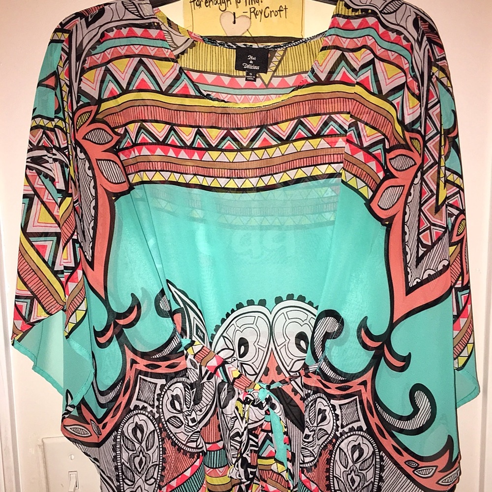 Bright colored sheer top